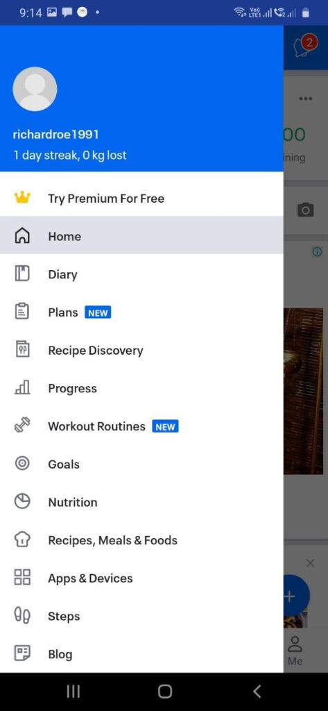 MyFitnessPal Main Menu - How to Track Macros using MyFitnessPal by Best Personal Trainer of Dubai UAE