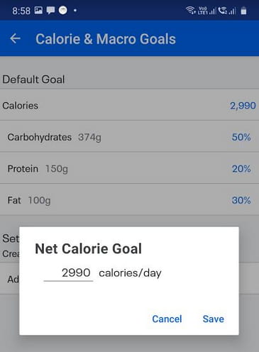 MyFitnessPal Net Calorie Goal Initial - How to Track Macros using MyFitnessPal by Best Personal Trainer of Dubai UAE
