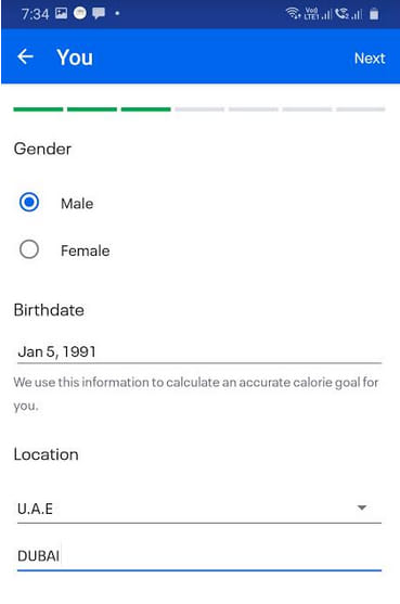 MyFitnessPal Personal Information - How to Track Macros using MyFitnessPal by Best Personal Trainer of Dubai UAE